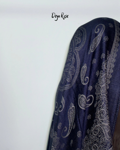 Reversible Pashmina Navy Silver